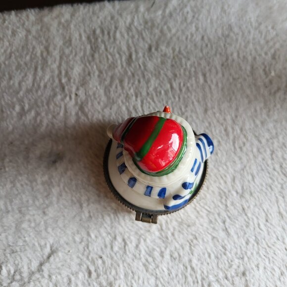 Vintage Snowman Porcelain Hinged Trinket Box guc see pictures - Picture 4 of 9